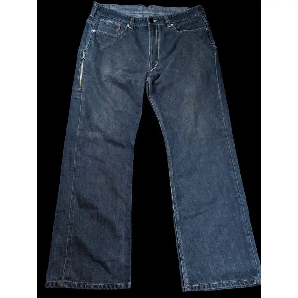 LEVI'S 569 Mens Jeans 38x31 Dark Wash Loose Straight Rare Side Zip Pocket Y2K